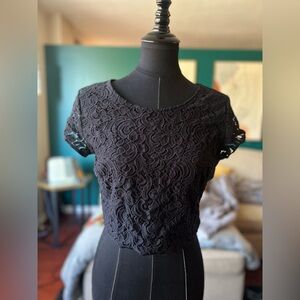 Express Black Lace Crop Top